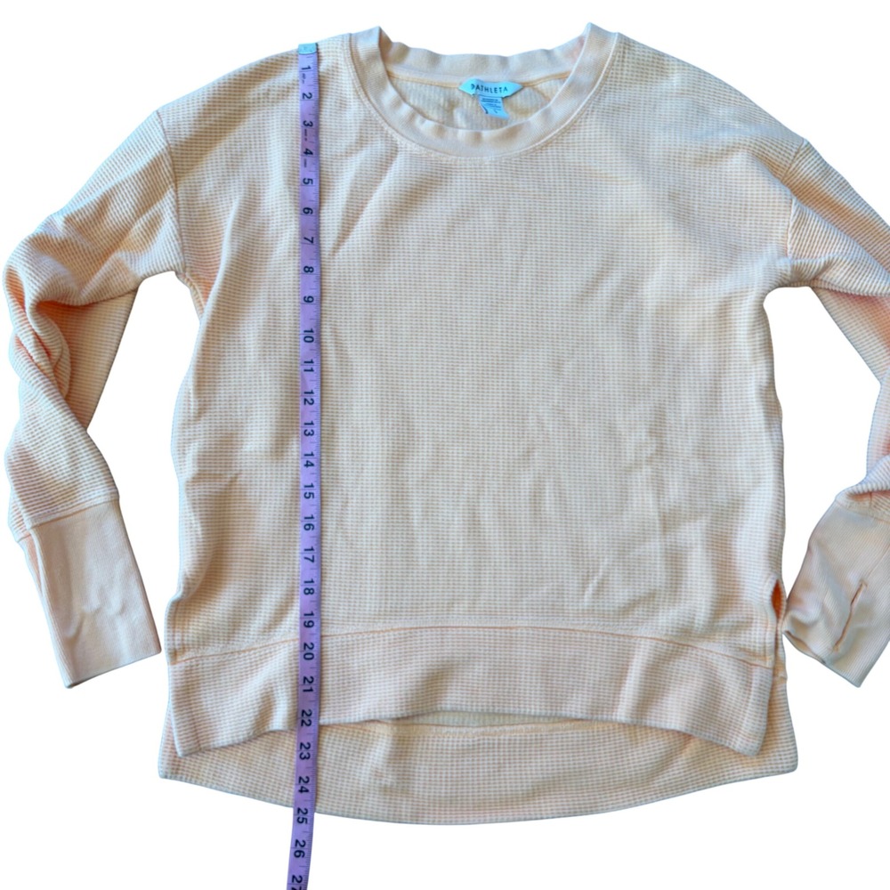 Athleta Women's Peach Orange Waffle Knit Thermal Pullover Sweatshirt Size Small - Picture 7 of 11